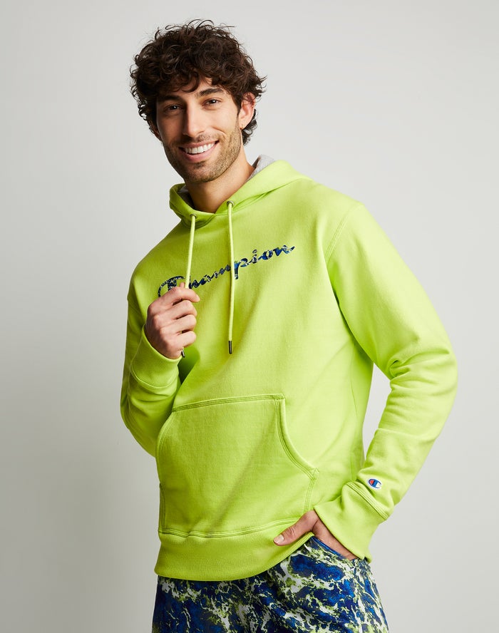 Champion Powerblend Fleece Chasing Waves Hoodie Heren - Groen - Belgie 5187RXDBI